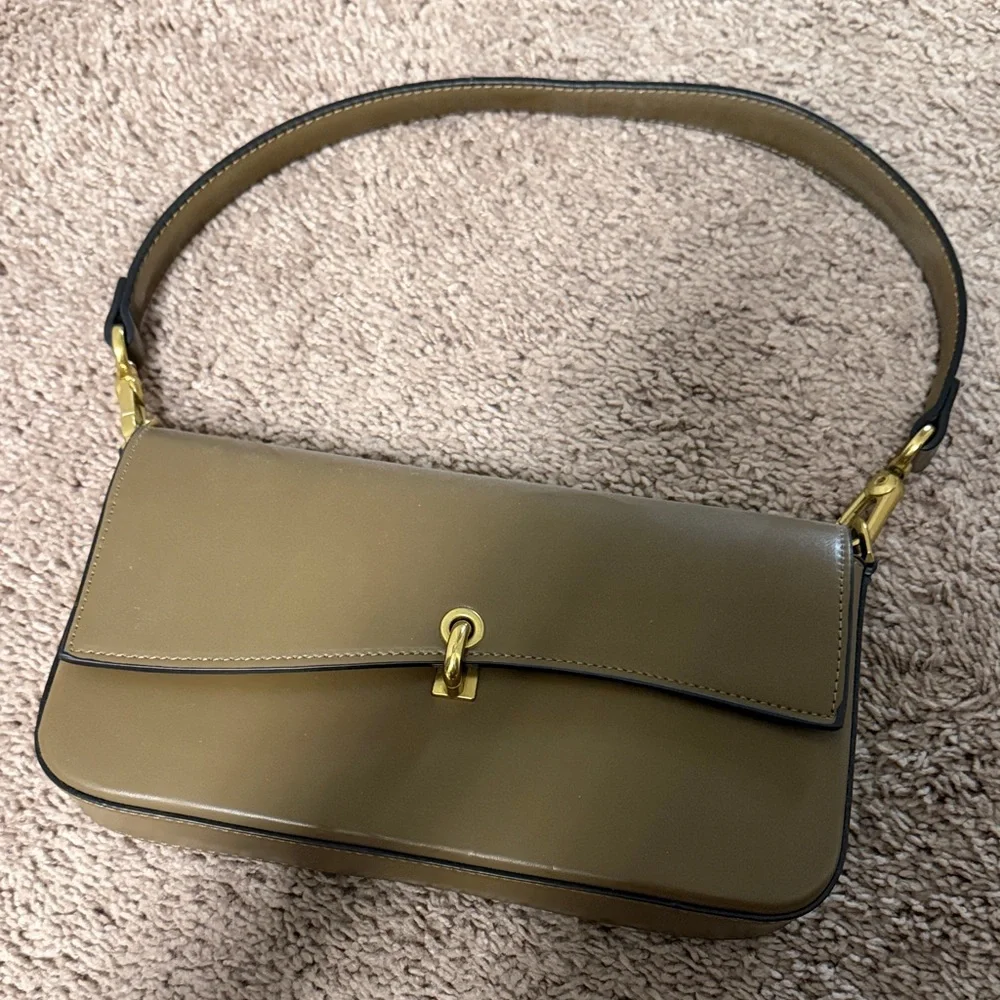Charles & Keith Tan Shoulder Bag with Gold Accents - Picture 1 of 2